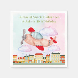 Guardanapo De Papel Personalized Red Watercolor Vintage Airplane