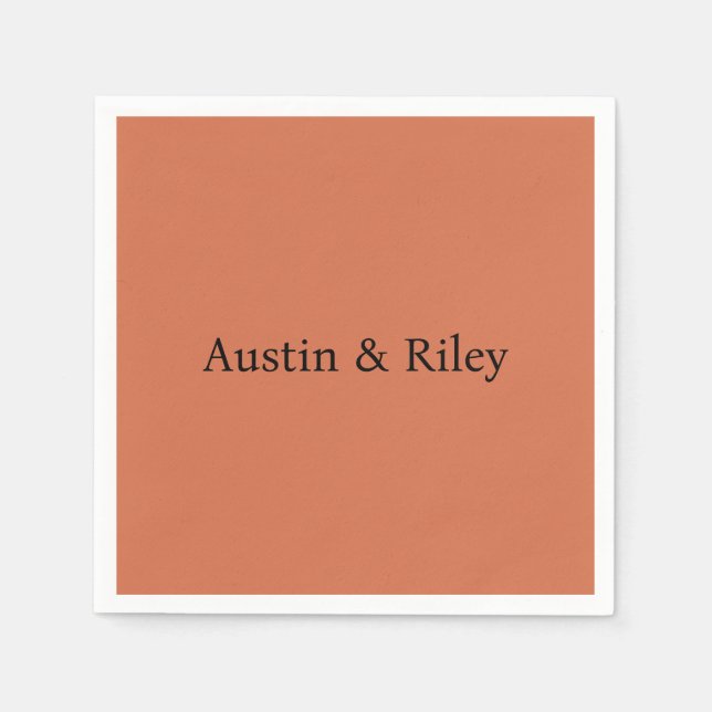 Guardanapo De Papel Personalized Rustic Terracotta Wedding Napkins (Frente)
