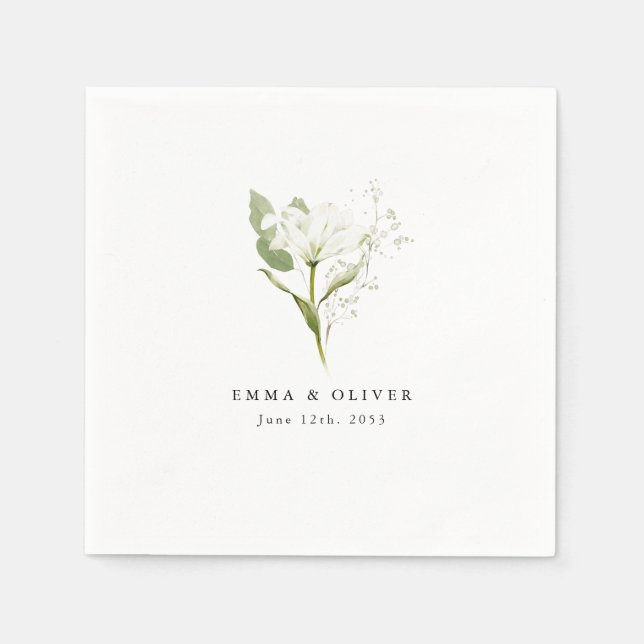 Guardanapo De Papel Personalized Sage Green Organic Greenery Wedding (Frente)