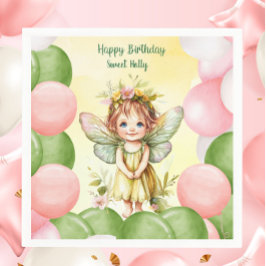 Guardanapo De Papel Personalized Sweet Fairy 1st Birthday Napkins