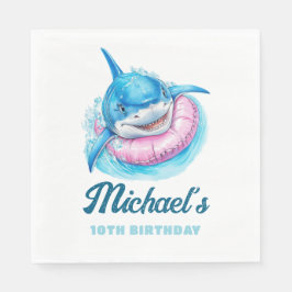 Guardanapo De Papel Personalized Waterpark Shark Pool Party Birthday