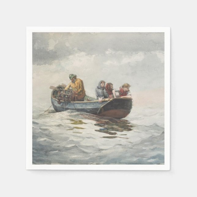 Guardanapo De Papel Pesca do caranguejo (por Winslow Homer) (Frente)