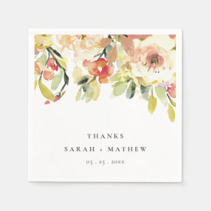 GUARDANAPO DE PAPEL PESCAS SUJEITAS A PINK WATERCOLOR FLORAL PERSONALI