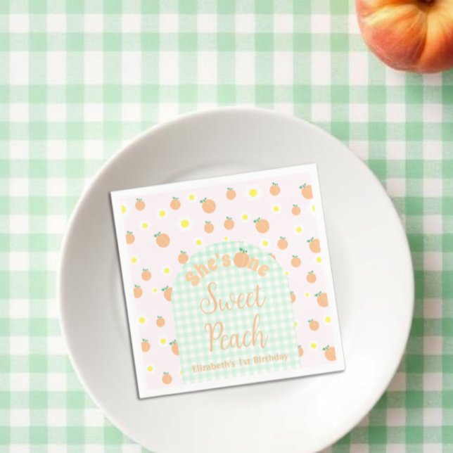 Guardanapo De Papel Pêssego Doce 1º Aniversário (Criador carregado)