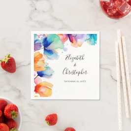 Guardanapo De Papel Pessoal Casamento de Aquarela Floral Brilhante 