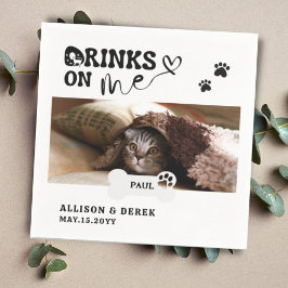 Guardanapo De Papel Pet Cat Name Custom Photo Drinks On Me (Bebidas Fo