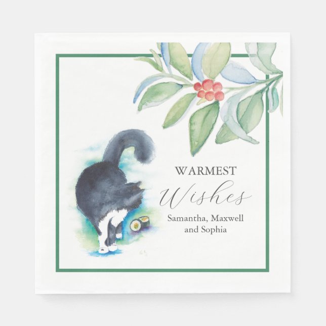 Guardanapo De Papel Pet Portrait Christmas Cocktail Napkins (Frente)