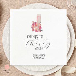Guardanapo De Papel Petais e aniversário de 30 anos Prosecco - Chic Fl