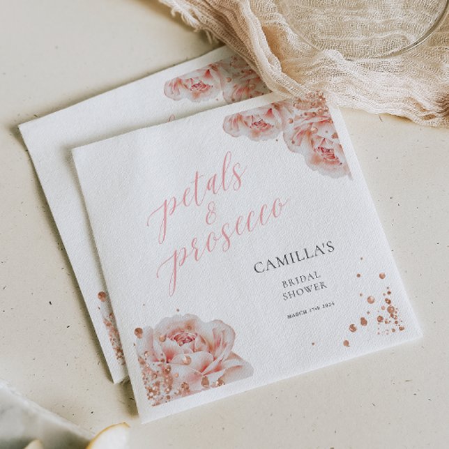 Guardanapo De Papel Petais e Prosecco Blush Rosa Sparkly Floral (Criador carregado)