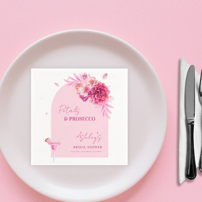 Guardanapo De Papel Petais e Prosecco Chá de panela Floral Rosa Quente (Criador carregado)