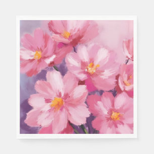 Guardanapo De Papel Pétalas Cor-de-Rosa em Flor Pintura de Flor em A