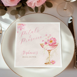 Guardanapo De Papel Pétalas de Ouro Rosa e Brunch Floral de Prosecco p
