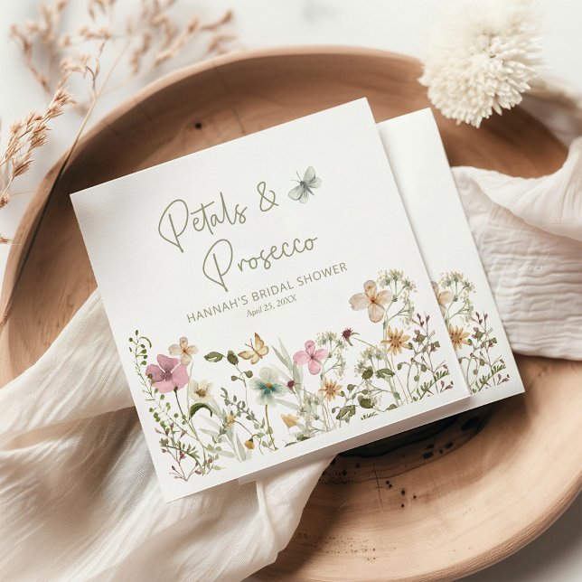Guardanapo De Papel Pétalas e Prosecco Chuveiro de Noiva com Flores Si (Criador carregado)