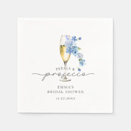Guardanapo De Papel Pétalas Florais Azul Dusty e Chá de panela Prosecc