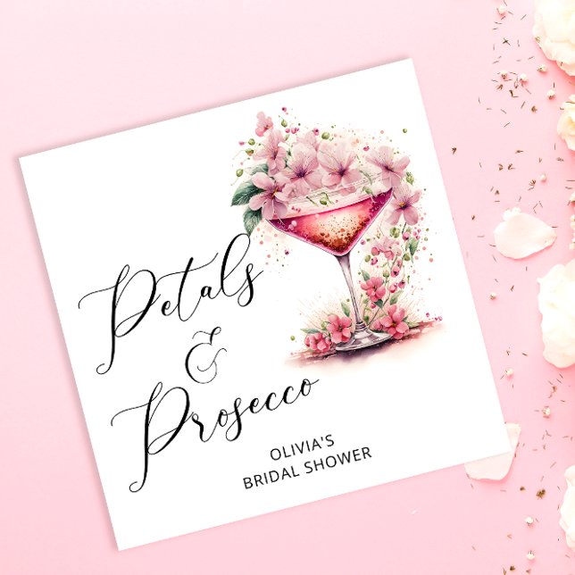 Guardanapo De Papel Pétalas Florais Rosa e Prosecco Bridal (Criador carregado)