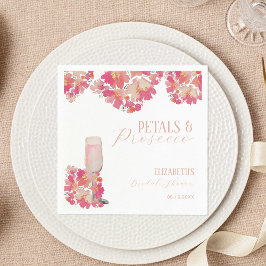 Guardanapo De Papel Pétalas & Prosecco Chuveiro de Noiva Floral Rosa