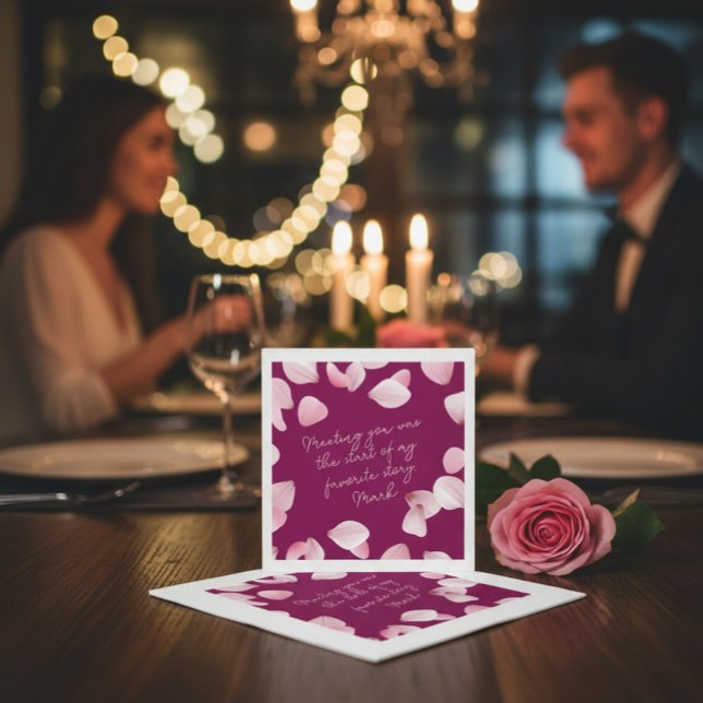 Guardanapo De Papel Pétalas Rosa Romântico Nota de Amor  (Criador carregado)