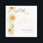 Guardanapo De Papel Petals & Prosecco Boho Chá de panela de girassol<br><div class="desc">Eleve seu estilo de mesa com esses guardanapos de chá de panela Petals & Prosecco—onde florescem girassol e script de ouro marcaram o tom para uma celebração que é quente, elegante e cuidadosamente pessoal. Independentemente de serem combinados com uma mesa de pastoreio, em camadas sob flautas de champanhe, ou dobrados...</div>
