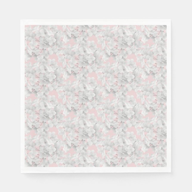 Guardanapo De Papel Petéquias De Flores Brancas A Rosa (Frente)