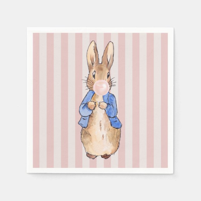Guardanapo De Papel Peter o Rabbit Pink Bubble gum Candy Cane Stripe (Frente)