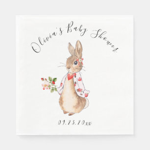 Guardanapo De Papel Peter Rabbit Floral Heart Watercolor Chá de fralda