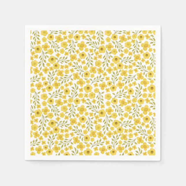 Guardanapo De Papel Petites fleurs jaunes printanières (Frente)