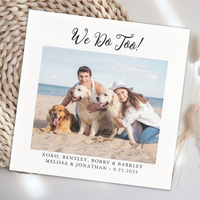 Guardanapo De Papel Pets Dog Cat Foto Personalizada Moderna Casamento  (Criador carregado)