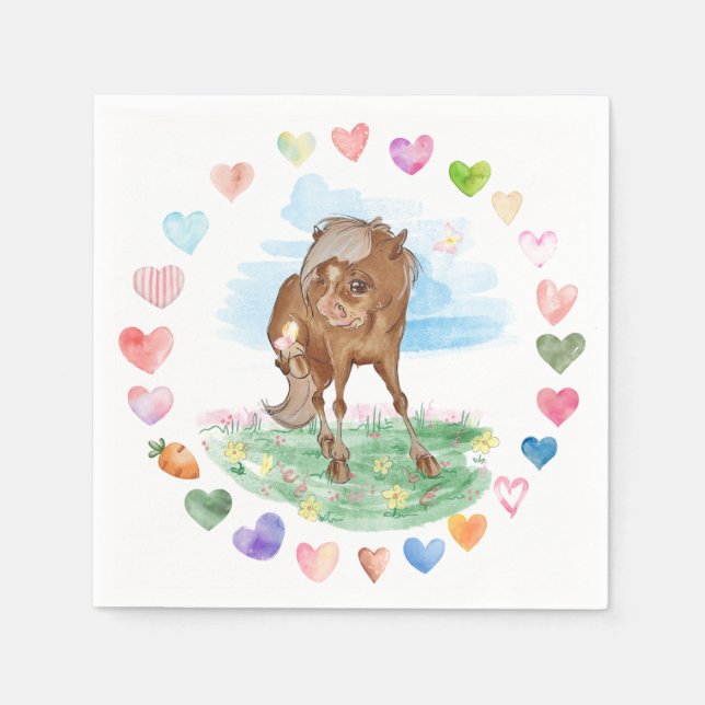 Guardanapo De Papel Pferde-Serviette für Kinderanlass, Pferdemädchen (Frente)