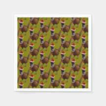 Pheasant pattern Christmas paper party napkins