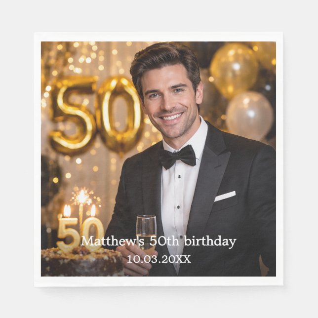 Guardanapo De Papel Photo birthday party luncheon (Frente)