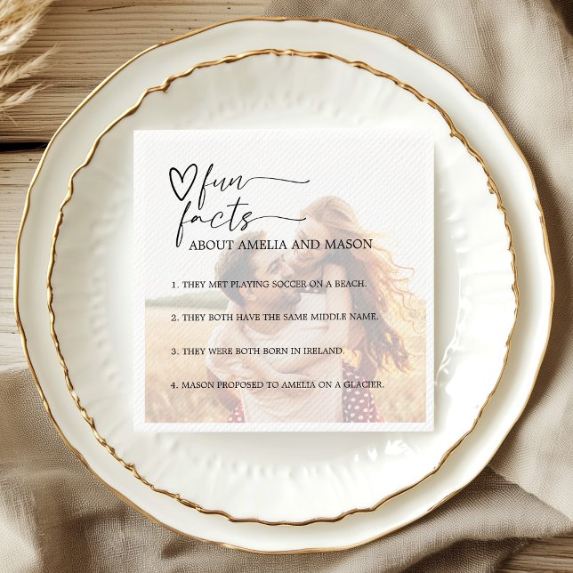 Guardanapo De Papel Photo Elegant Fun Facts Wedding (Photo Elegant Fun Facts Wedding Napkins)