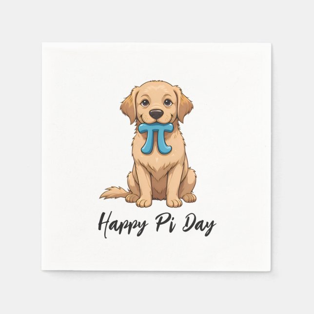 Guardanapo De Papel Pi Day Dog Com Símbolo Pi | Feliz Dia Pi (Frente)