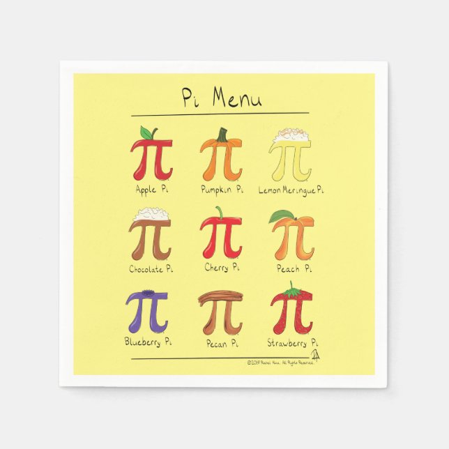 Guardanapo De Papel Pi Menu Bonito Festa de Pi Day Math Pi Napkins (Frente)