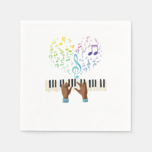 Guardanapo De Papel Piano Heart Music Notes Treble Clef Piano Keyboard