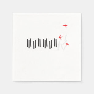 Guardanapo De Papel Piano Keys Birds Pianista Musical Notes Gift