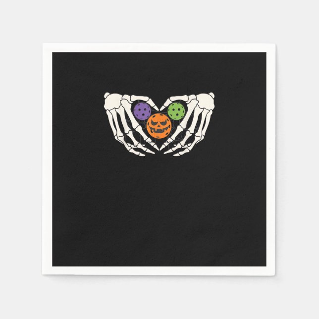 Guardanapo De Papel Pickle Engraçado Halloween O Esqueleto Mãos Coraçã (Frente)