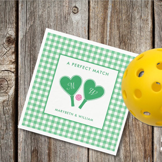 Guardanapo De Papel Pickleball de Casamento Rosa e Verde (Criador carregado)