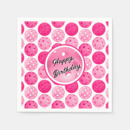 Guardanapo De Papel Pickleball Rosa e Picklebolas Brancas Personalizad