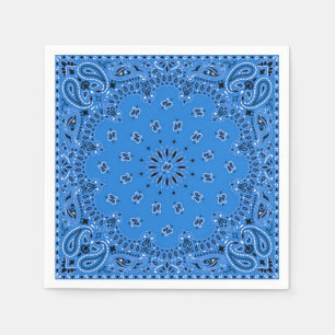 Guardanapo De Papel Picnic de CHURRASCO Denim Blue Paisley Bandana Sca