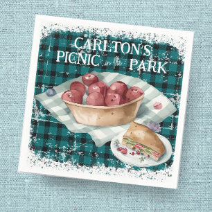 Guardanapo De Papel Picnic in the Park Green Plaid Boys Birthday