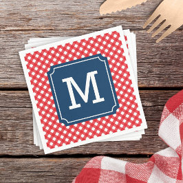 Guardanapo De Papel Picnic Red Gingham Personalize Nome Monograma