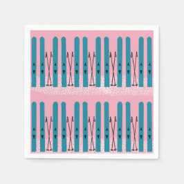 Guardanapo De Papel Picos azuis sobre neve e fundo cor-de-rosa