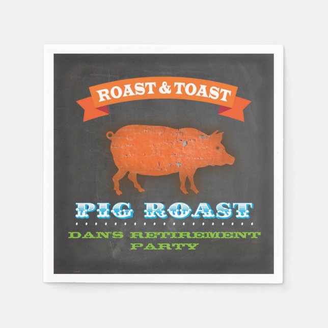 Guardanapo De Papel Pig Roast Chalkboard Coctail Napkin (Frente)