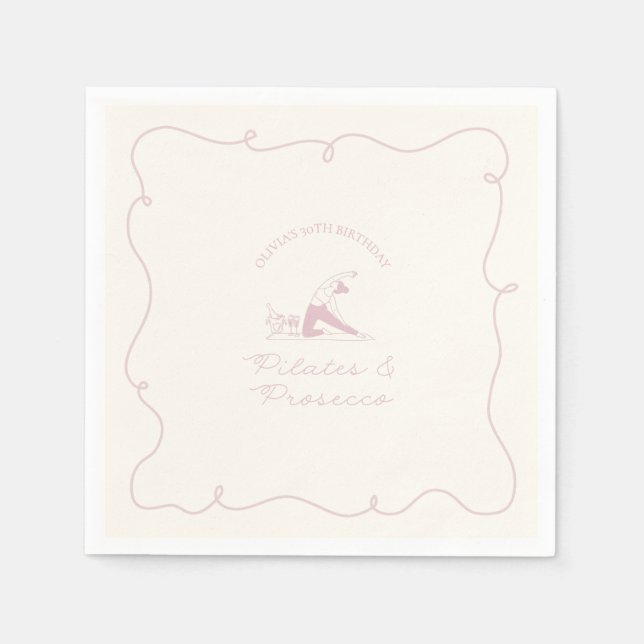 Guardanapo De Papel pilates e prosecco de aniversário de qualquer idad (Frente)