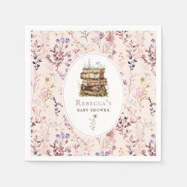 Guardanapo De Papel Pilha de livros chá de fraldas aquarela, flor silv