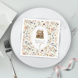 Guardanapo De Papel Pilha de livros para chá de bebê aquarela, flor si
