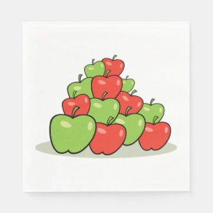 Guardanapo De Papel Pilha de Maçãs Vermelhas e Verdes Frutas Frescas