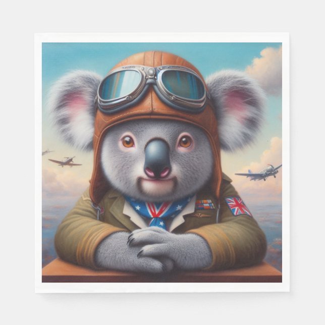 Guardanapo De Papel Piloto de avião Koala (Frente)