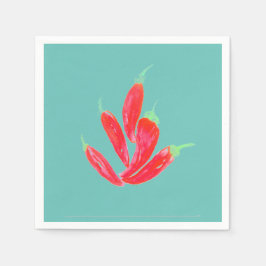 Guardanapo De Papel Pimentões Aquarela Vermelho Chili Habanero