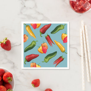 Guardanapo De Papel Pimentos coloridos chili em azul